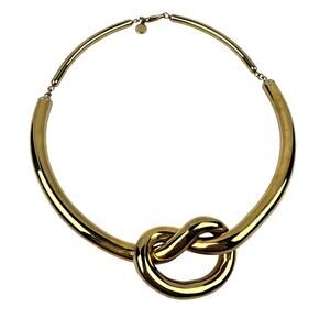 Michael Kors Gold Tone Knot Choker Necklace Luxury Minimalist Statement